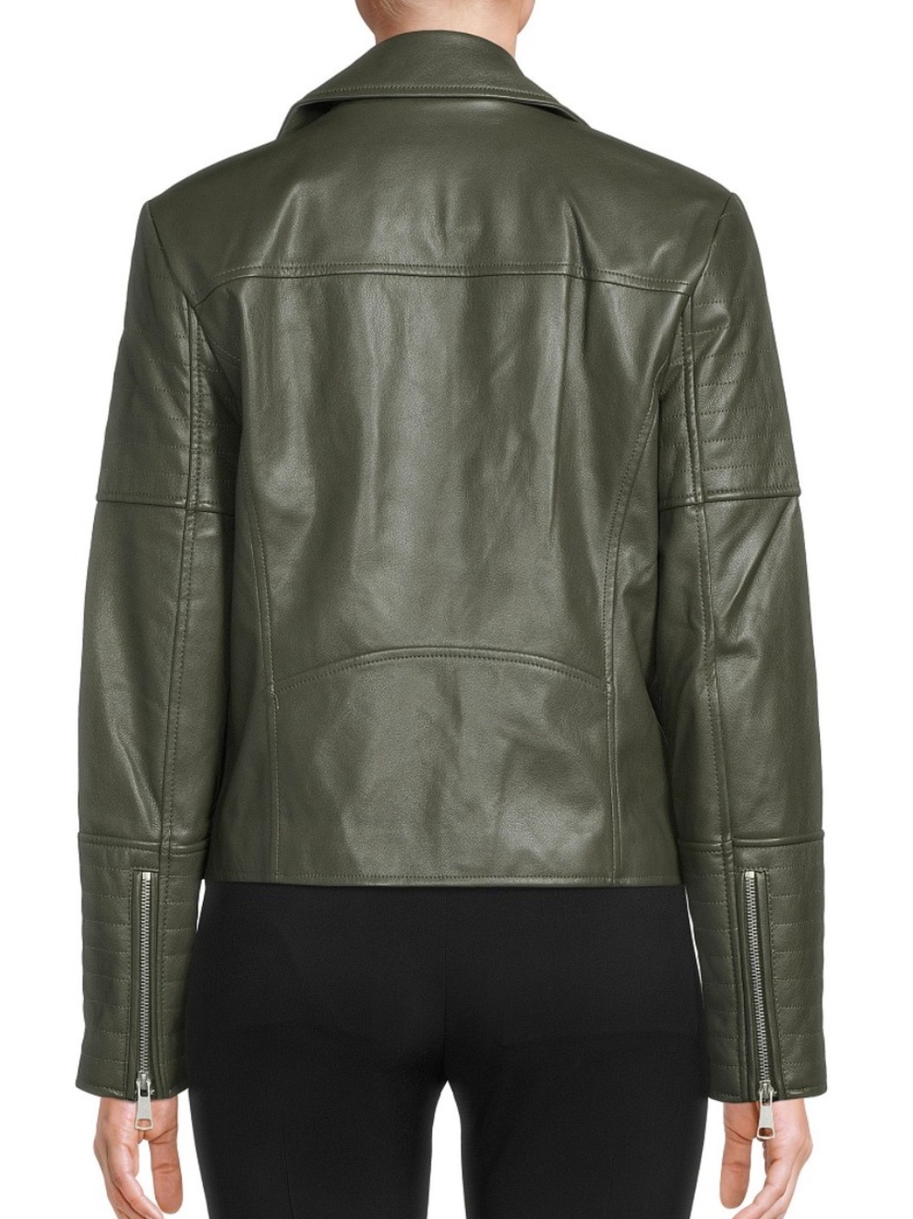 bagatelle Olive Faux Leather Zip-Up Moto Jacket